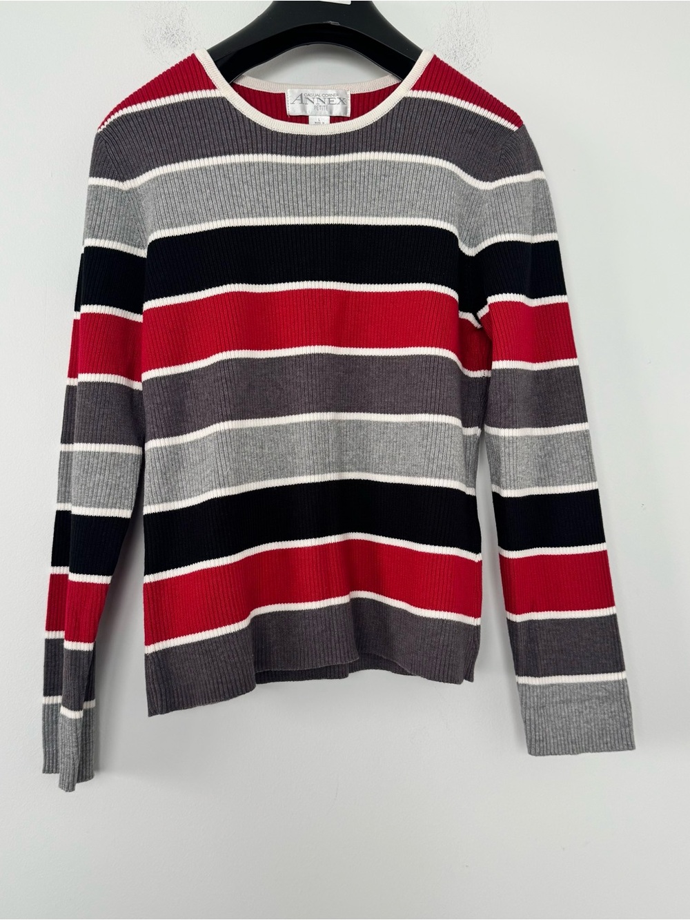 Vintage Casual Corner Striped Sweater Womens Petite L Ribbed Knit Australia Made